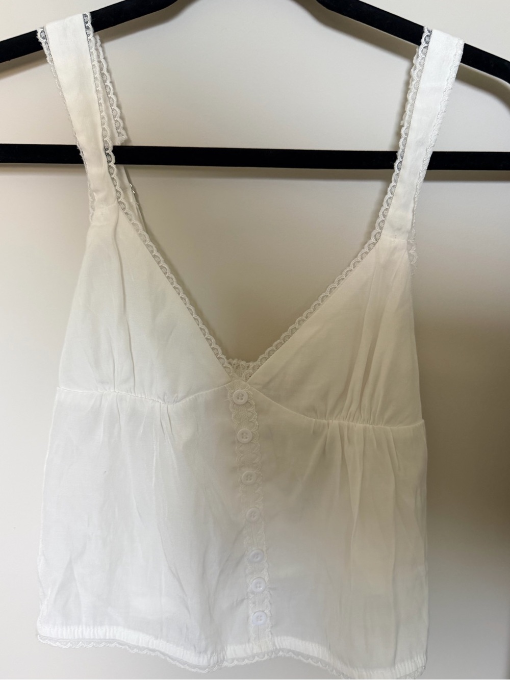 Edikted White Lace-Trim Button-Front Camisole